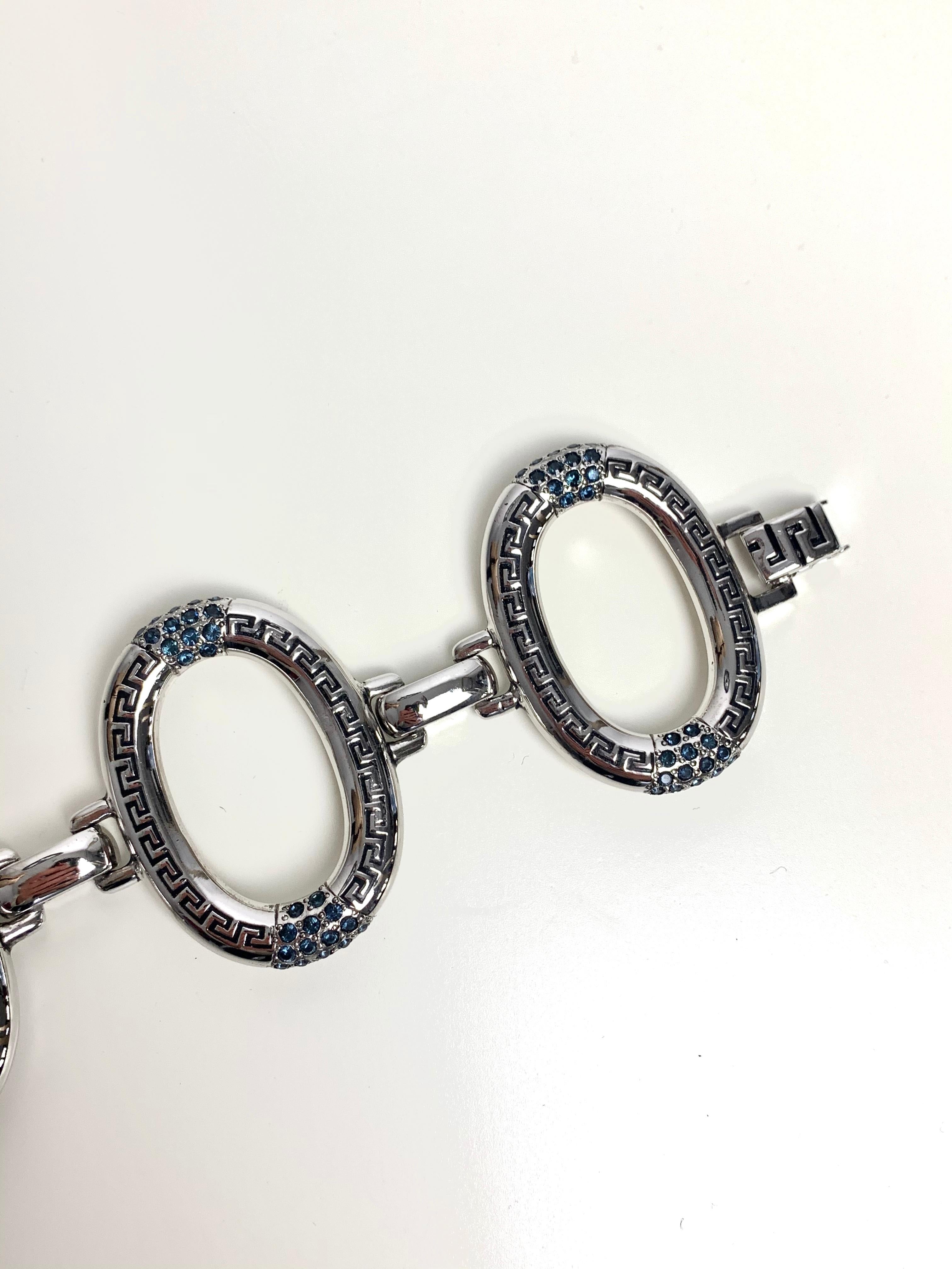 Gianni Versace 1990’s oval bracelet with blue stones  In New Condition For Sale In Nottingham, GB