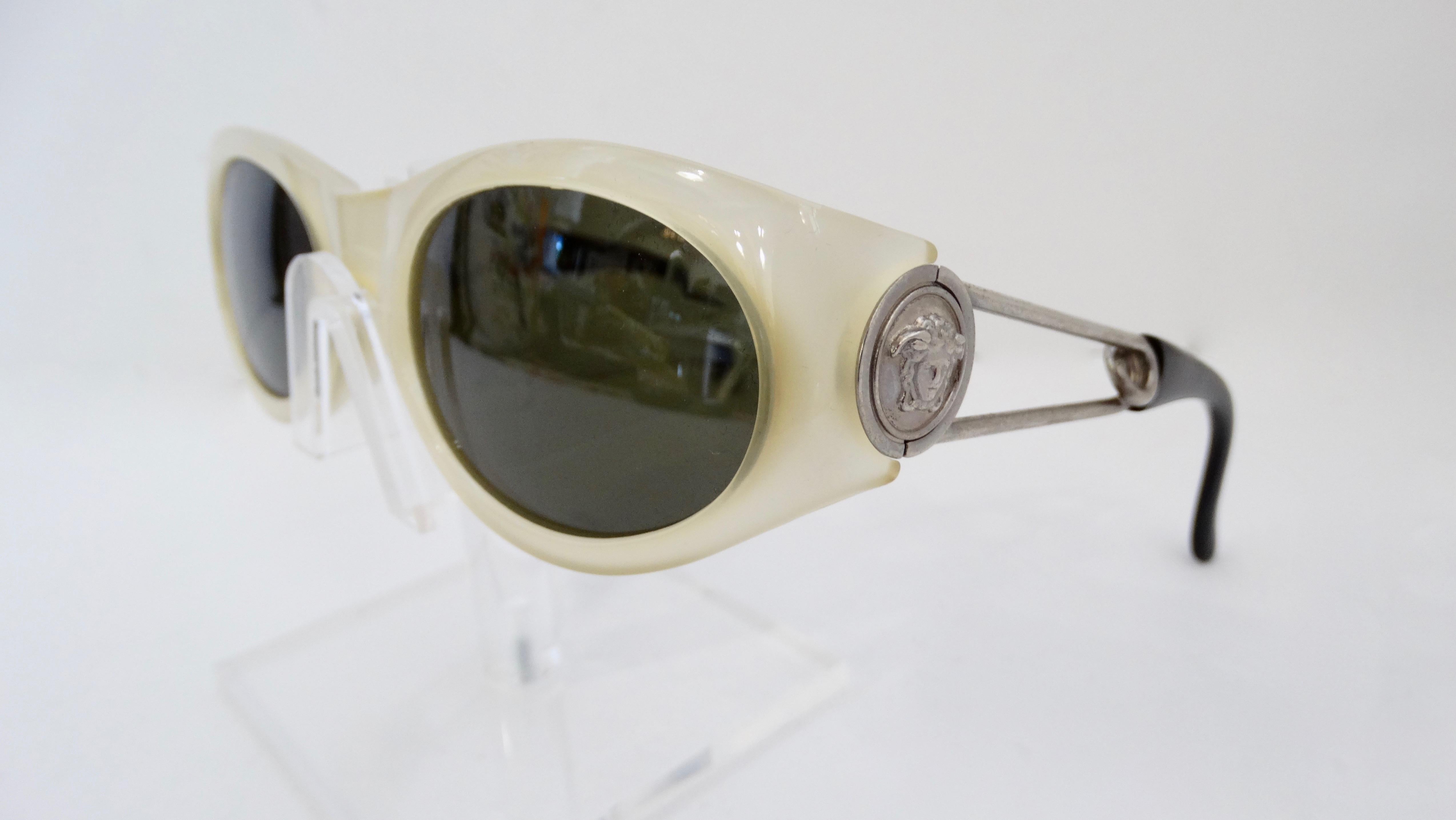 Gianni Versace 1990s Safety Pin Sunglasses  In Good Condition For Sale In Scottsdale, AZ