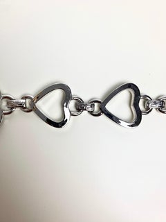 Gianni Versace 1990's silver love heart link bracelet