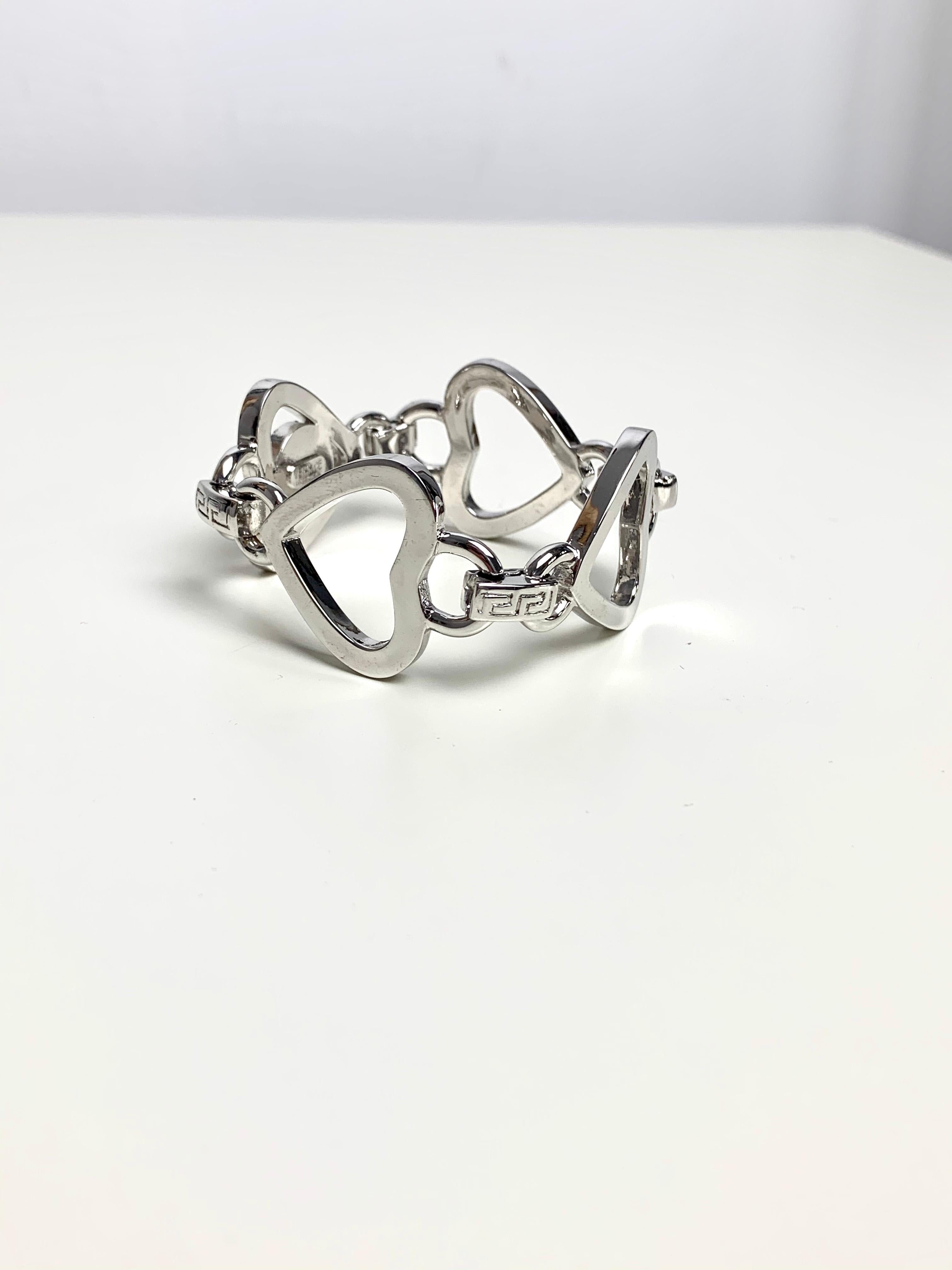 Women's or Men's Gianni Versace 1990’s silver love heart link bracelet 