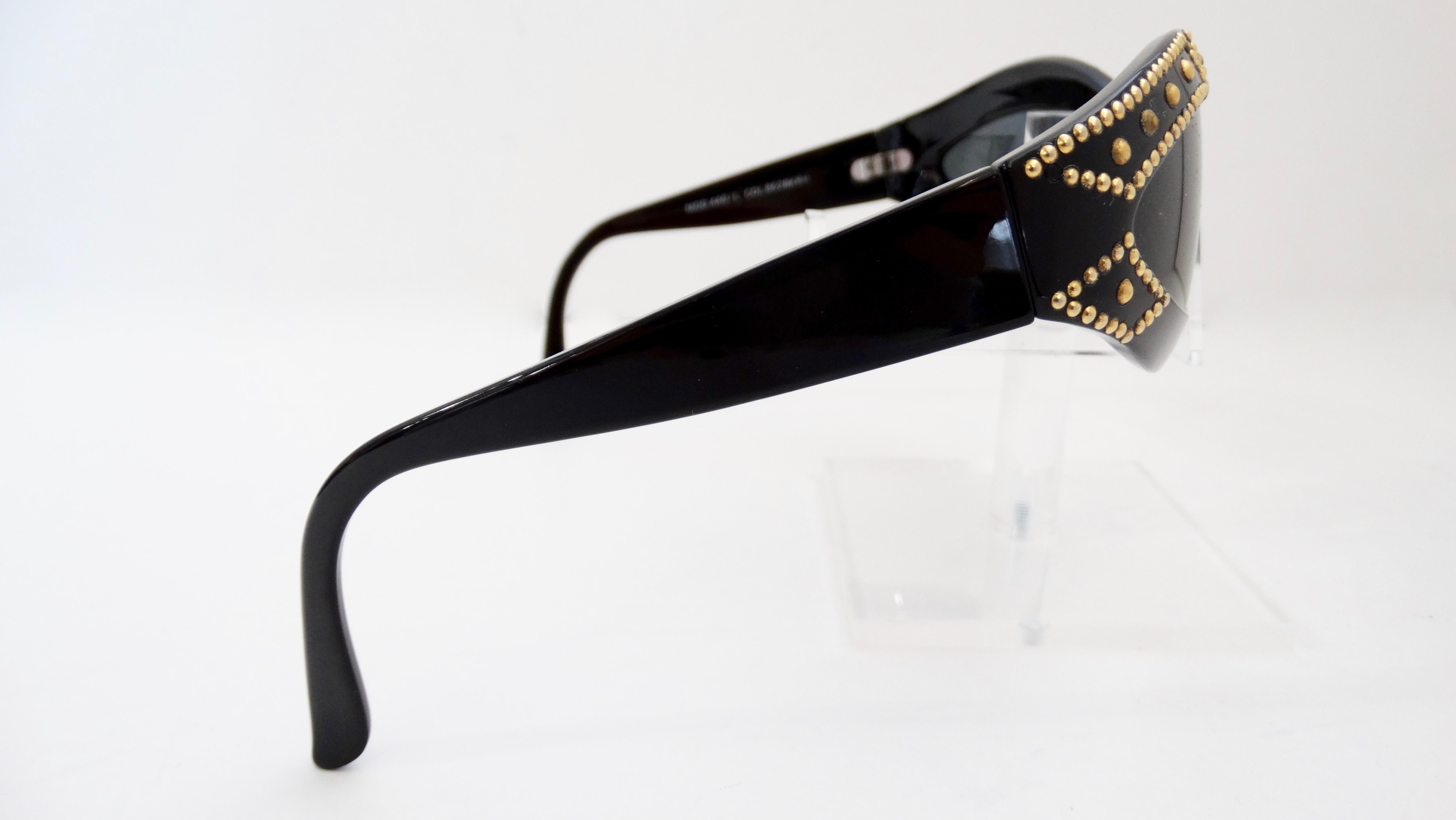Gianni Versace 1990s Studded Wrap Sunglasses In Good Condition In Scottsdale, AZ