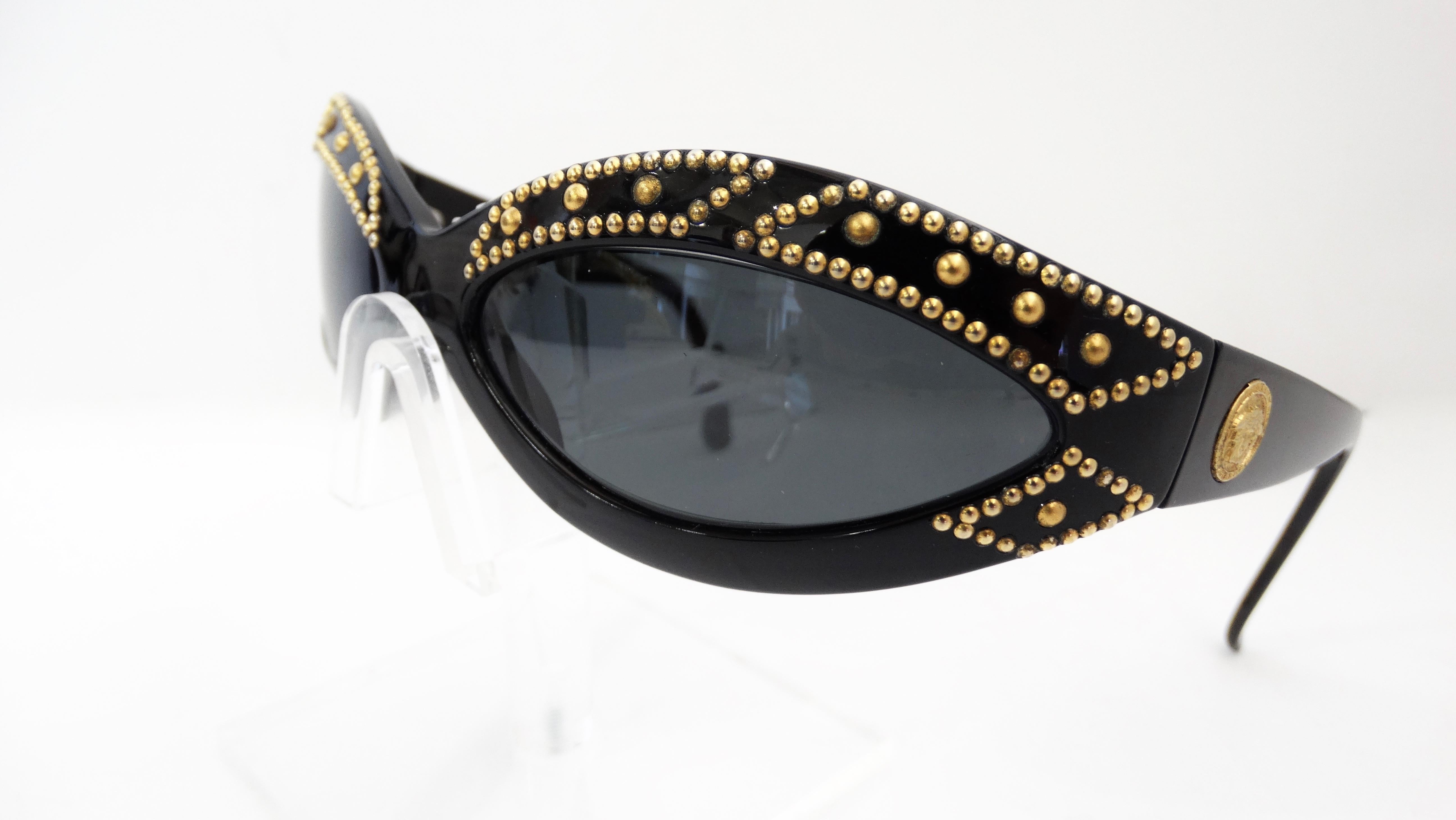 Gianni Versace 1990s Studded Wrap Sunglasses 1