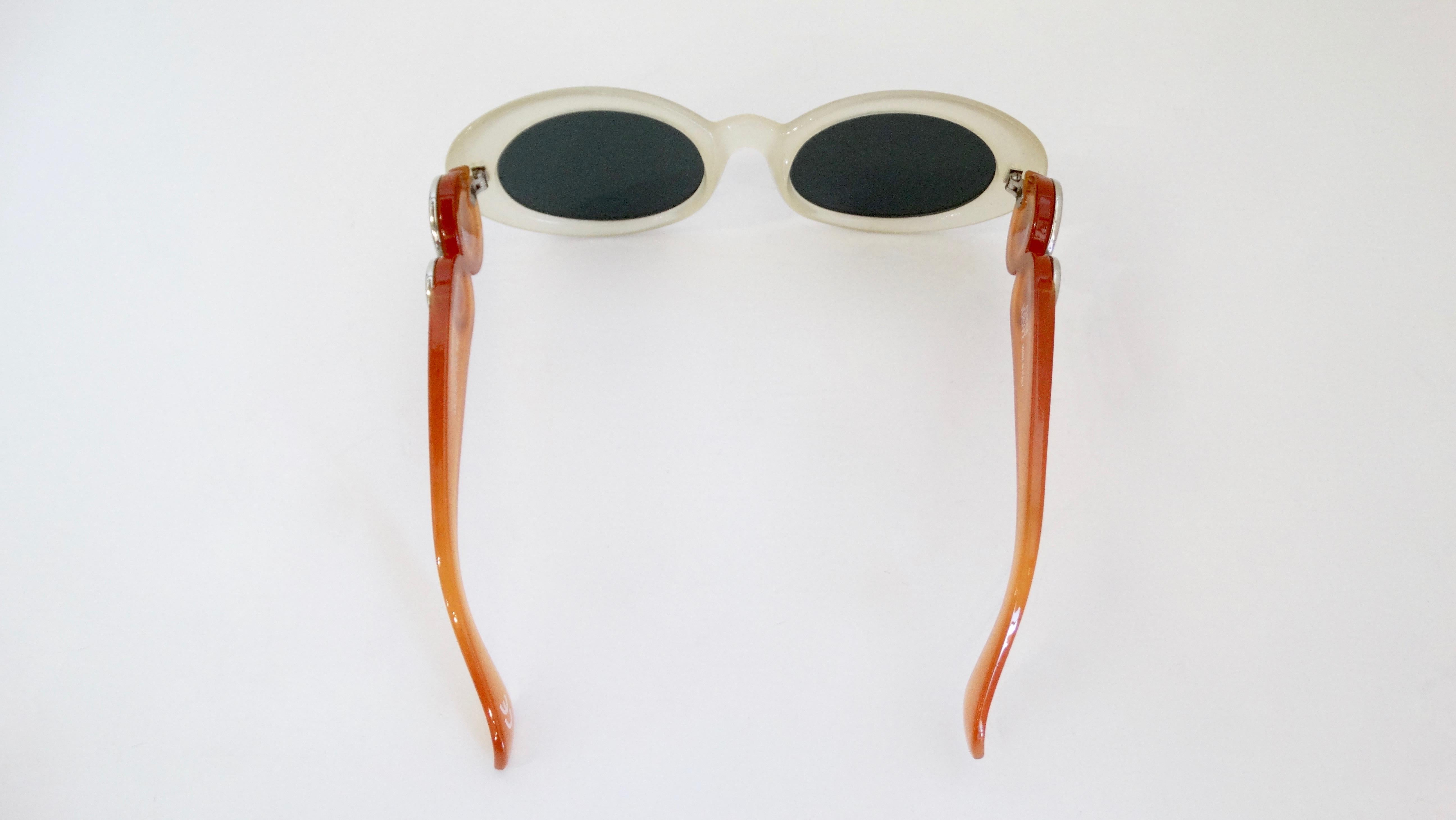 Black Gianni Versace 1990s Two-Tone Oval Sunglasses 