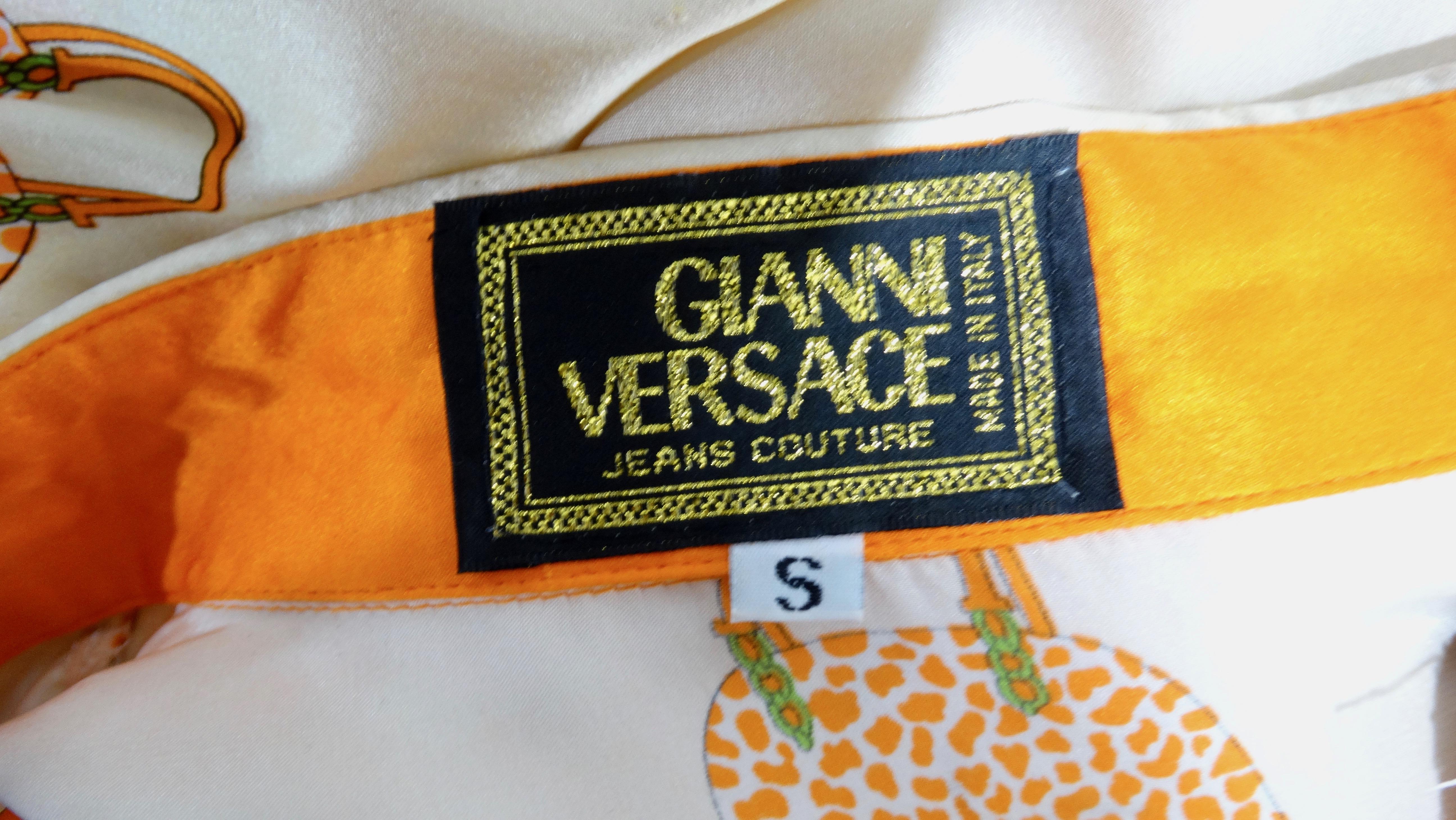 Gianni Versace 1990s V2 Handbag Motif Silk Shirt  2