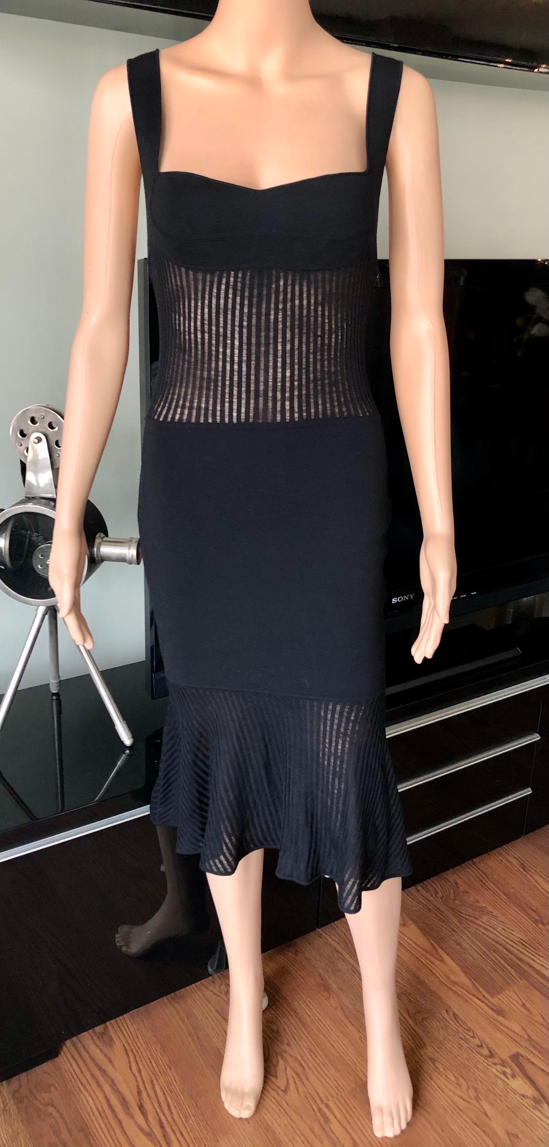 Gianni Versace 1990’s Vintage Sheer Knit Black Dress In Excellent Condition For Sale In Naples, FL