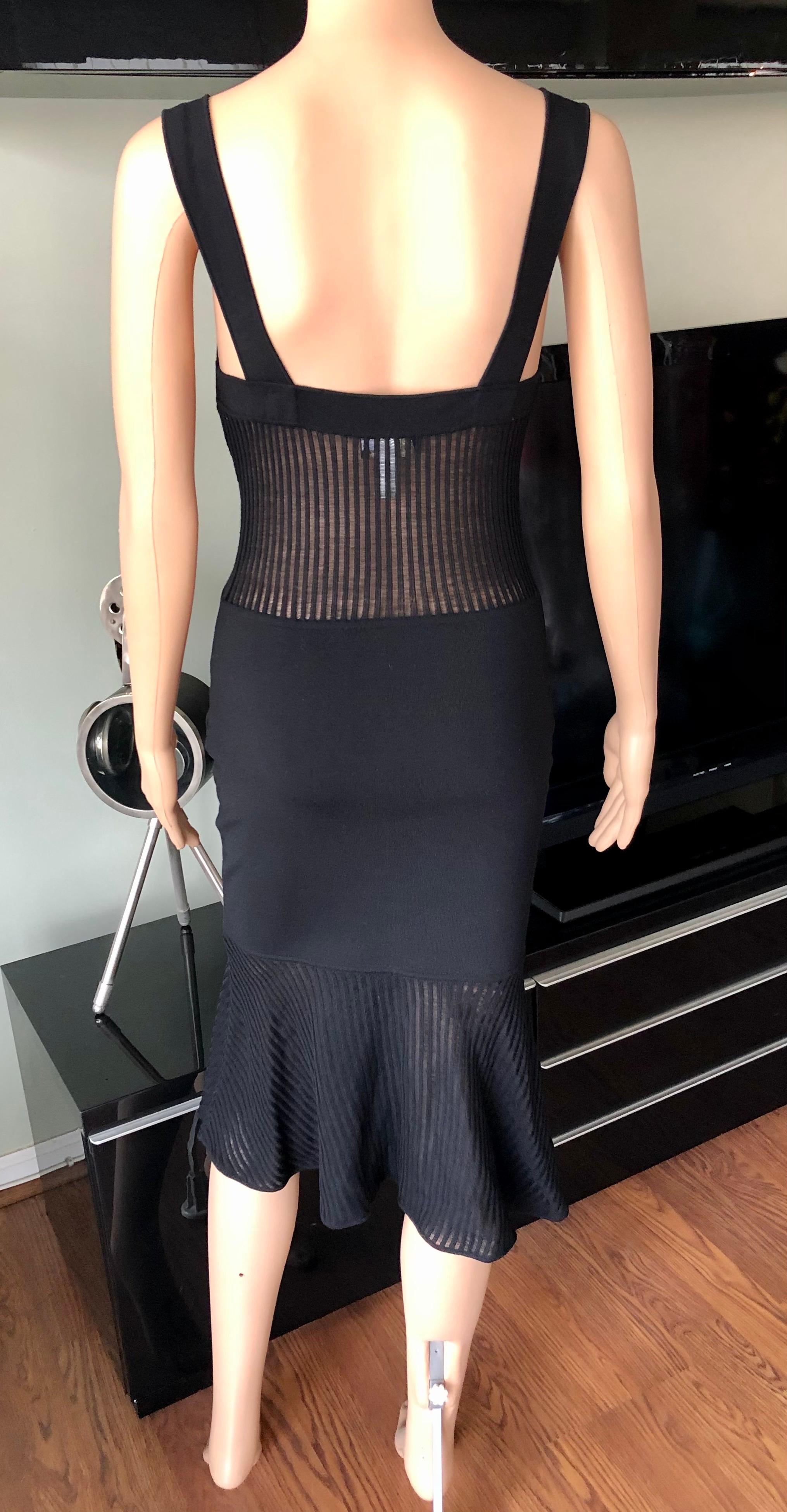 Women's Gianni Versace 1990’s Vintage Sheer Knit Black Dress For Sale