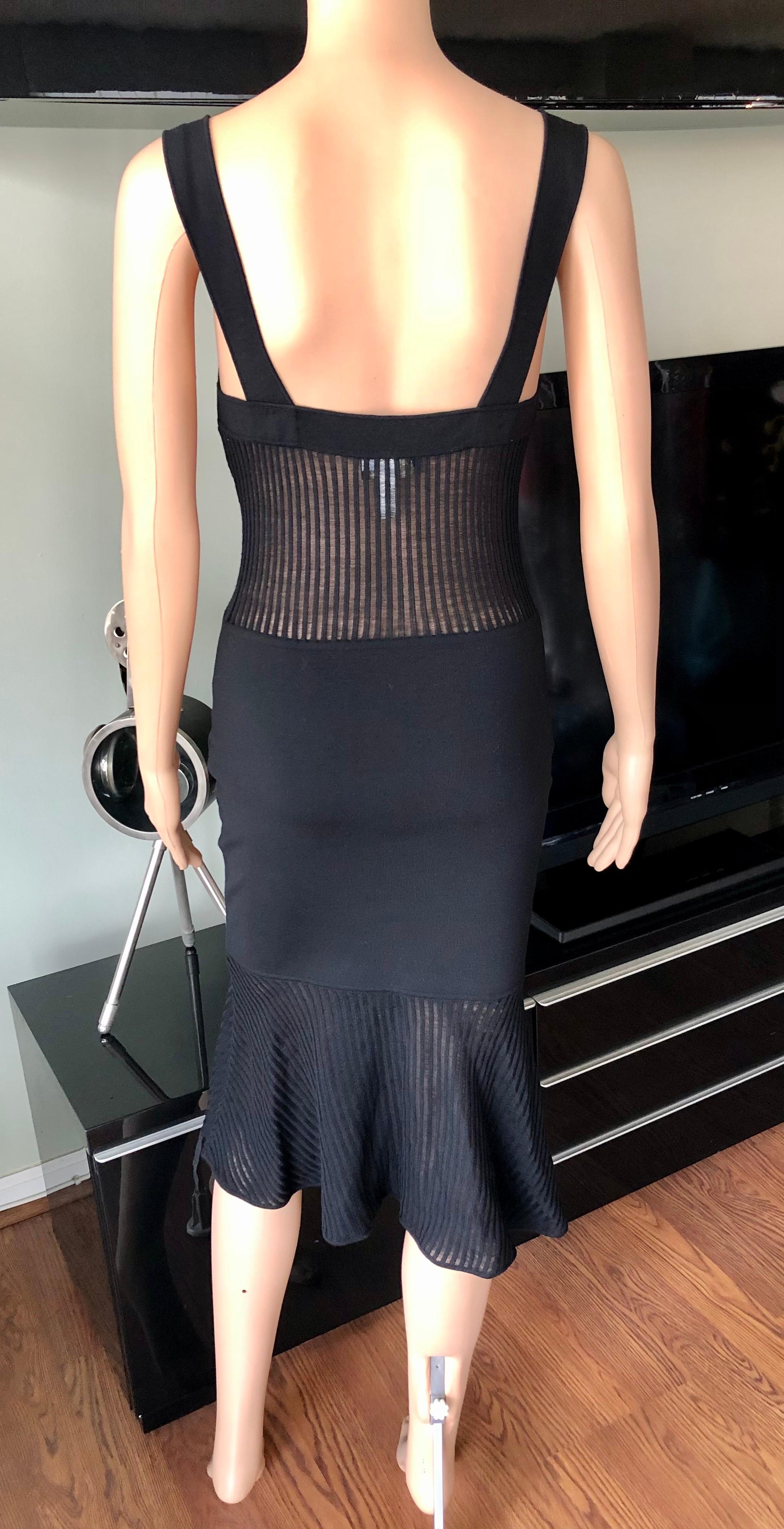 Gianni Versace 1990’s Vintage Sheer Knit Black Dress For Sale 1