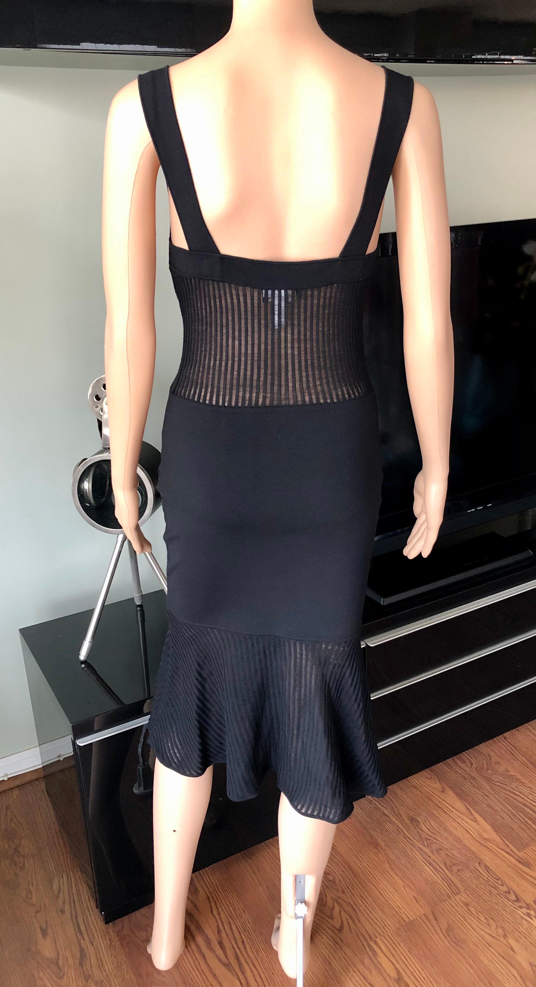 Gianni Versace 1990’s Vintage Sheer Knit Black Dress For Sale 2