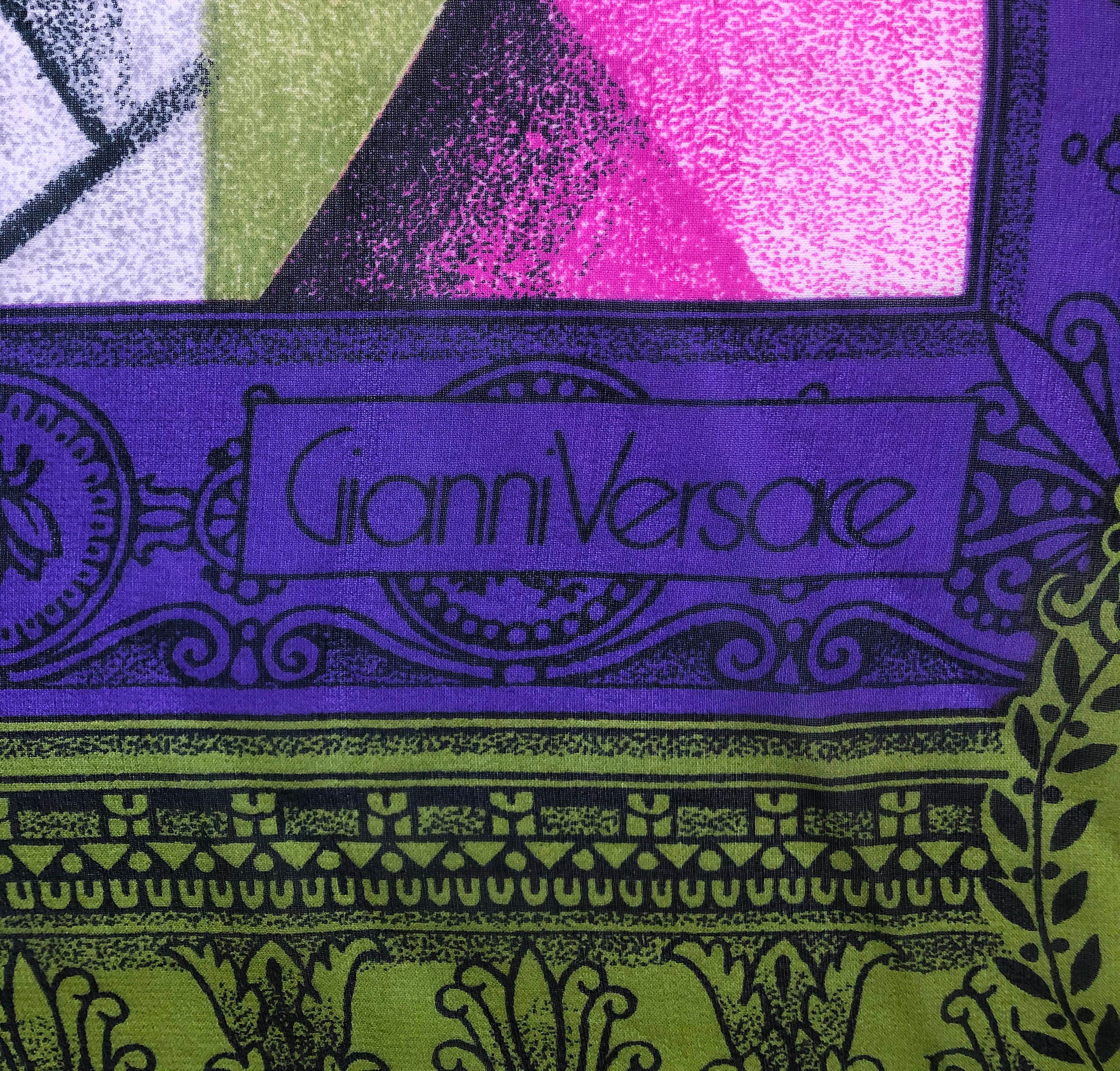 Gianni Versace 1990s Vintage Silk Chiffon Pierrot Scarf  In Excellent Condition In KENT, GB