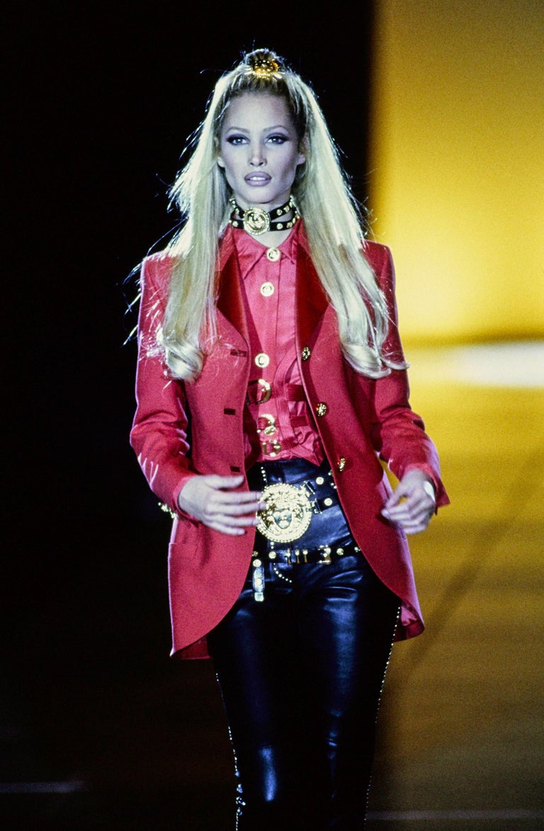 Gianni Versace 1992 Black Leather Double Strap Gold Tone Medusa Choker At 1stdibs