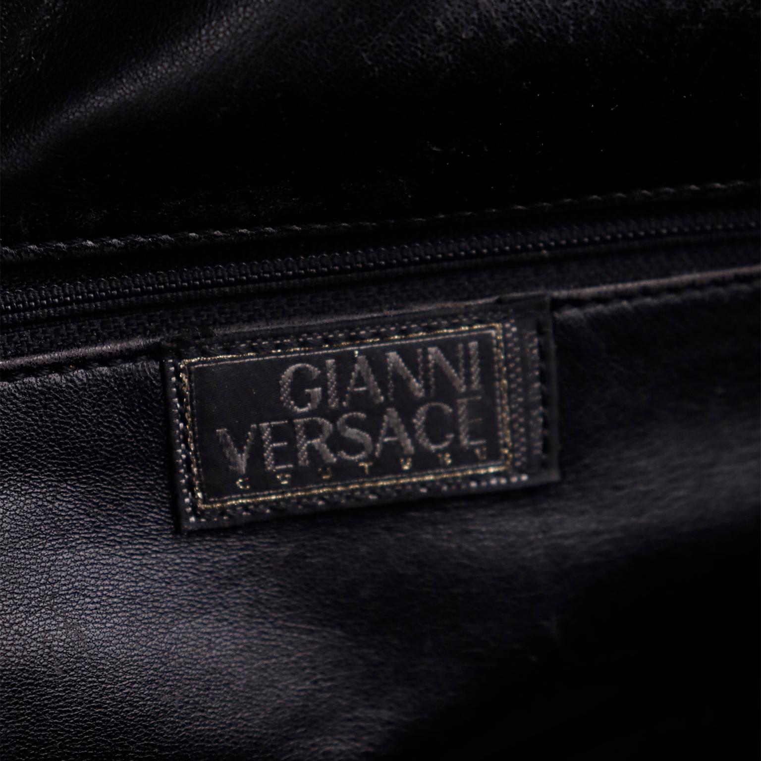 Gianni Versace 1992 Medusa Bondage Black Leather Top Handle Satchel Handbag 12