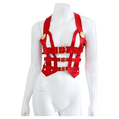 GIANNI VERSACE 1992 Red Bondage Corset / Harness - Miss S&M Collection 