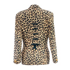 Gianni Versace 1992 Runway Leopard Print Silk Blazer size 40