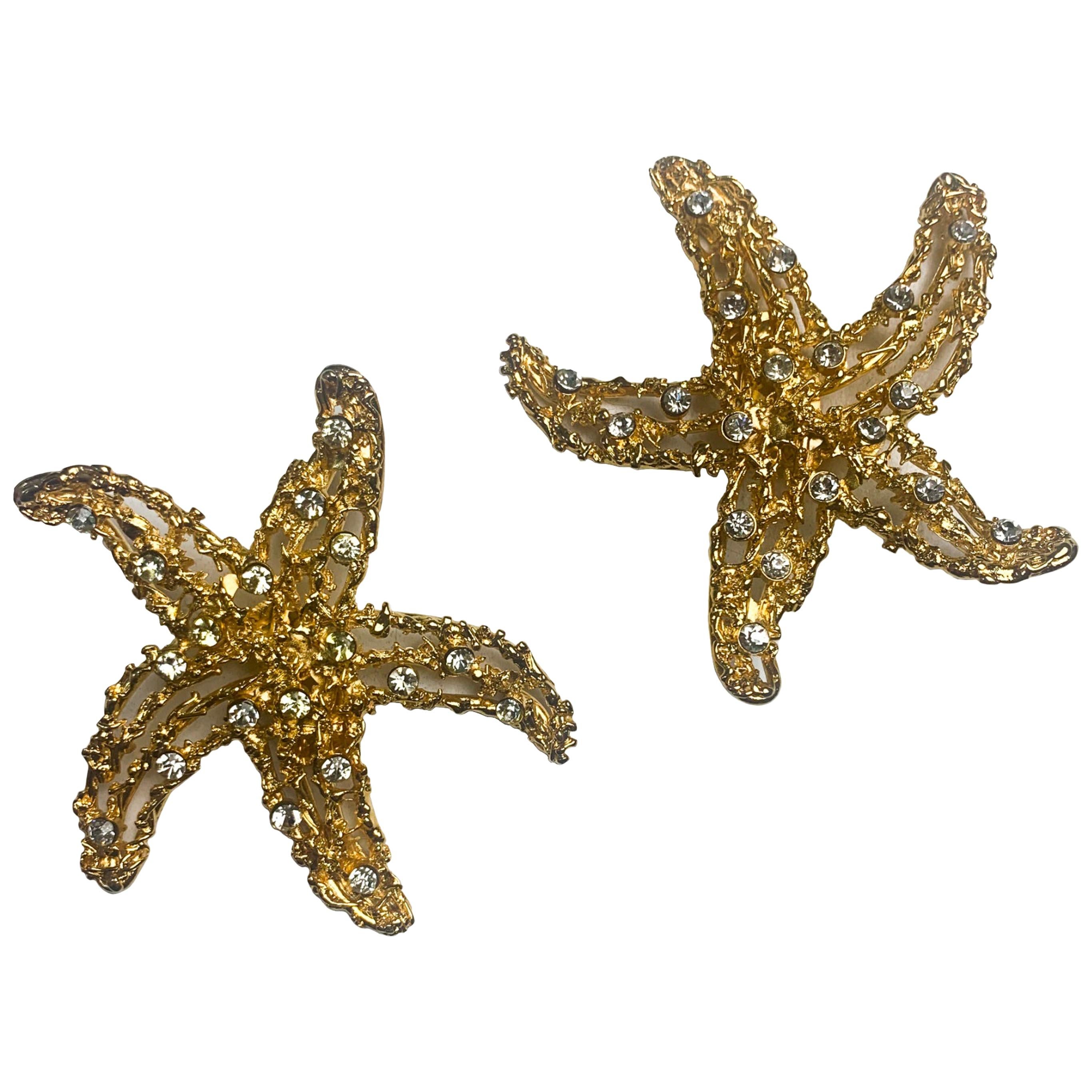 Gianni Versace 1992 Starfish gold tone clip on earrings 
