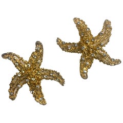 Vintage Gianni Versace 1992 Starfish gold tone clip on earrings 