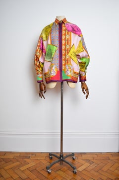 Gianni Versace 1993 Spring Runway Atelier Pure Silk patterned Colourful Shirt