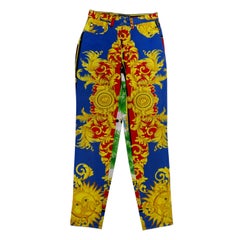 Retro Gianni Versace 1993 Sun Baroque Print Jeans