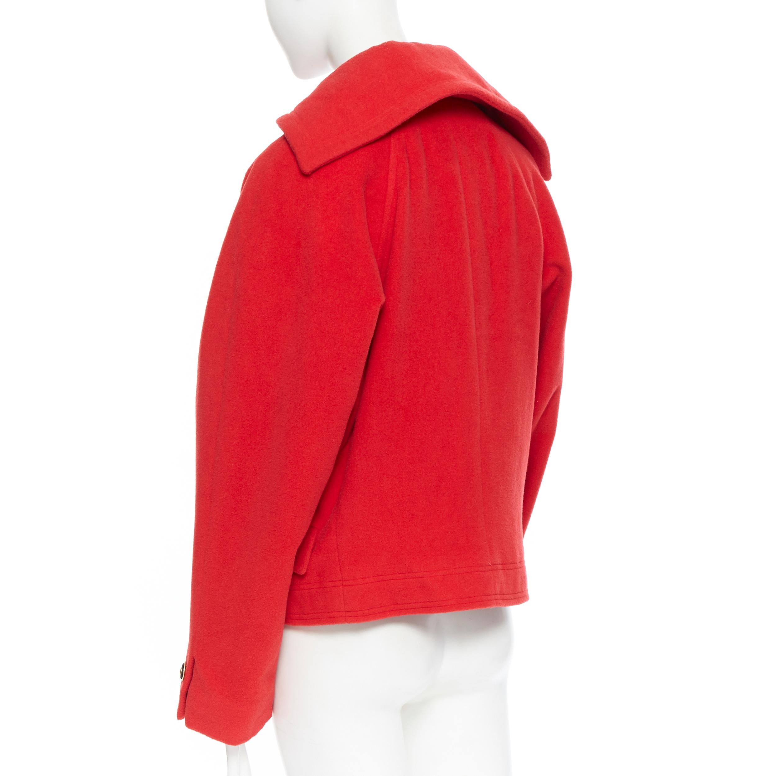 GIANNI VERSACE 1993 Vintage rote Wolle Medusa Knopf Doppelreihermantel M Damen
