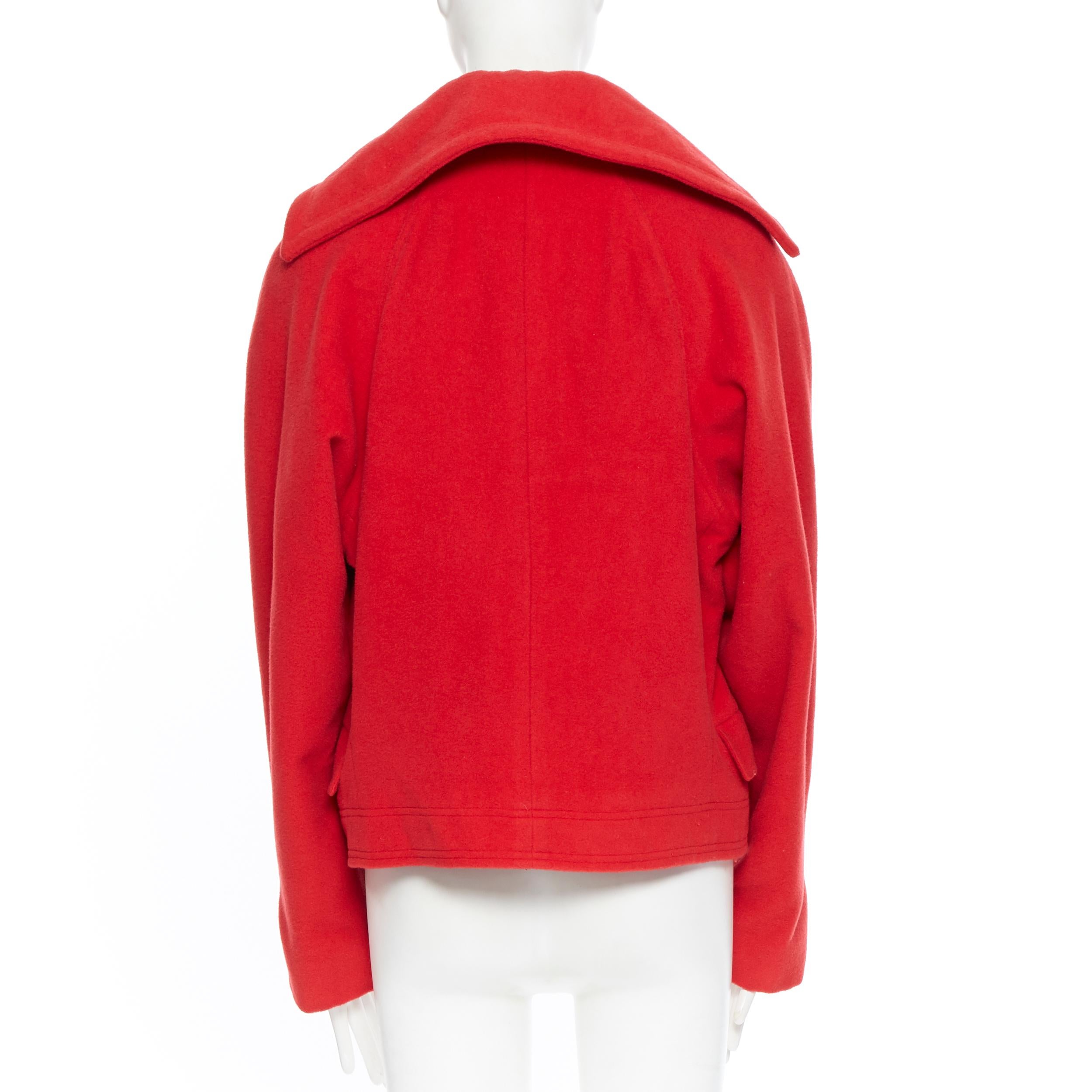 GIANNI VERSACE 1993 Vintage rote Wolle Medusa Knopf Doppelreihermantel M 1
