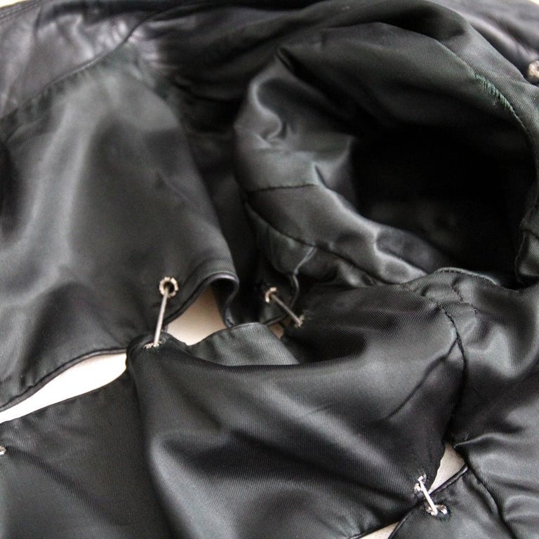 GIANNI VERSACE 1994 Black Leather Jacket With Safety Pins and Medusa ...