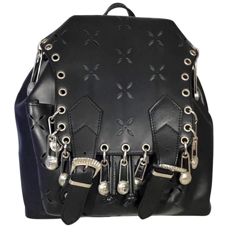 GIANNI VERSACE Nylon Backpack With Medusa Engraved Silver Snap Buttons Versace gianni backpack - Gem main image 2