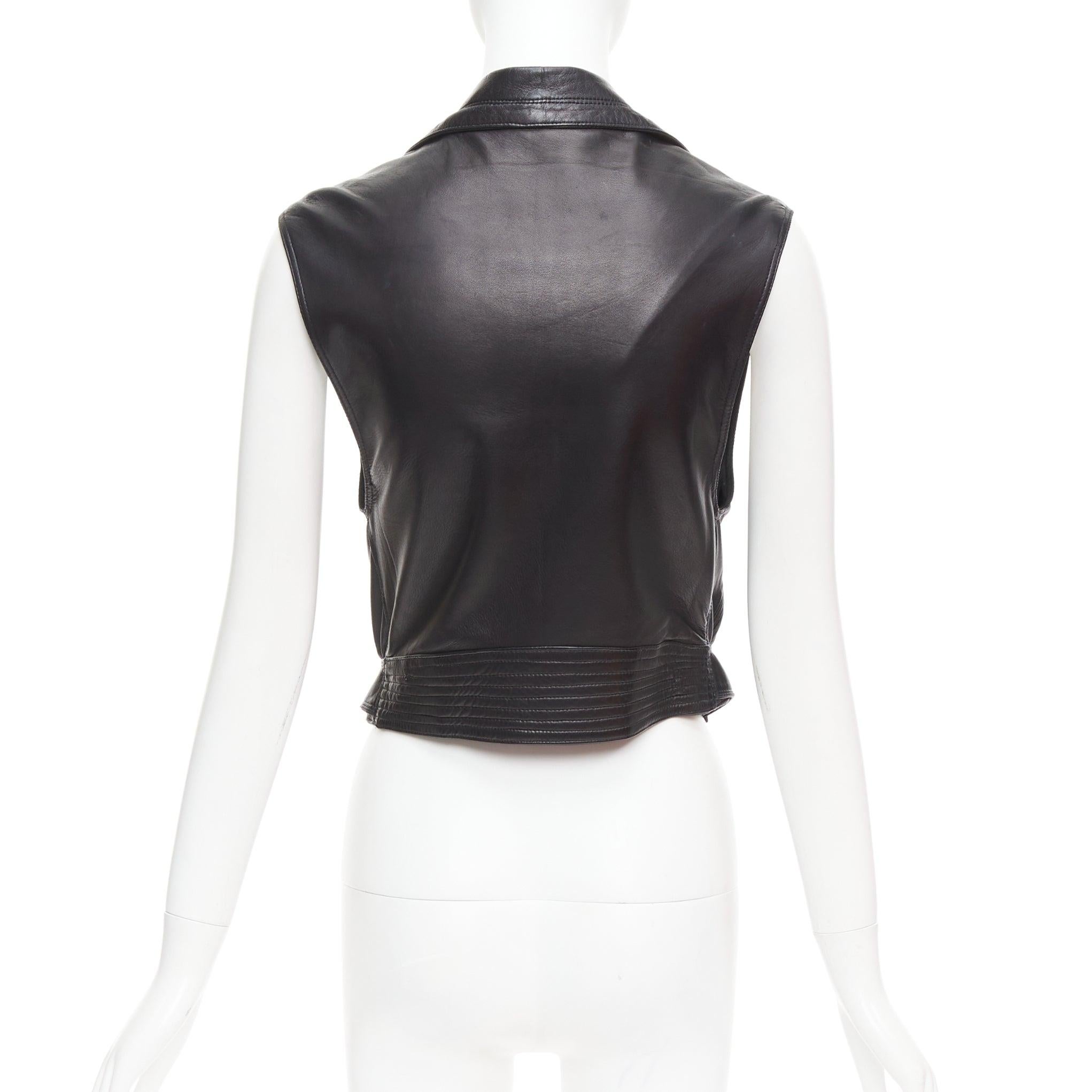 GIANNI VERSACE 1994 Vintage leather medusa safety pin biker vest IT38 XS For Sale 1