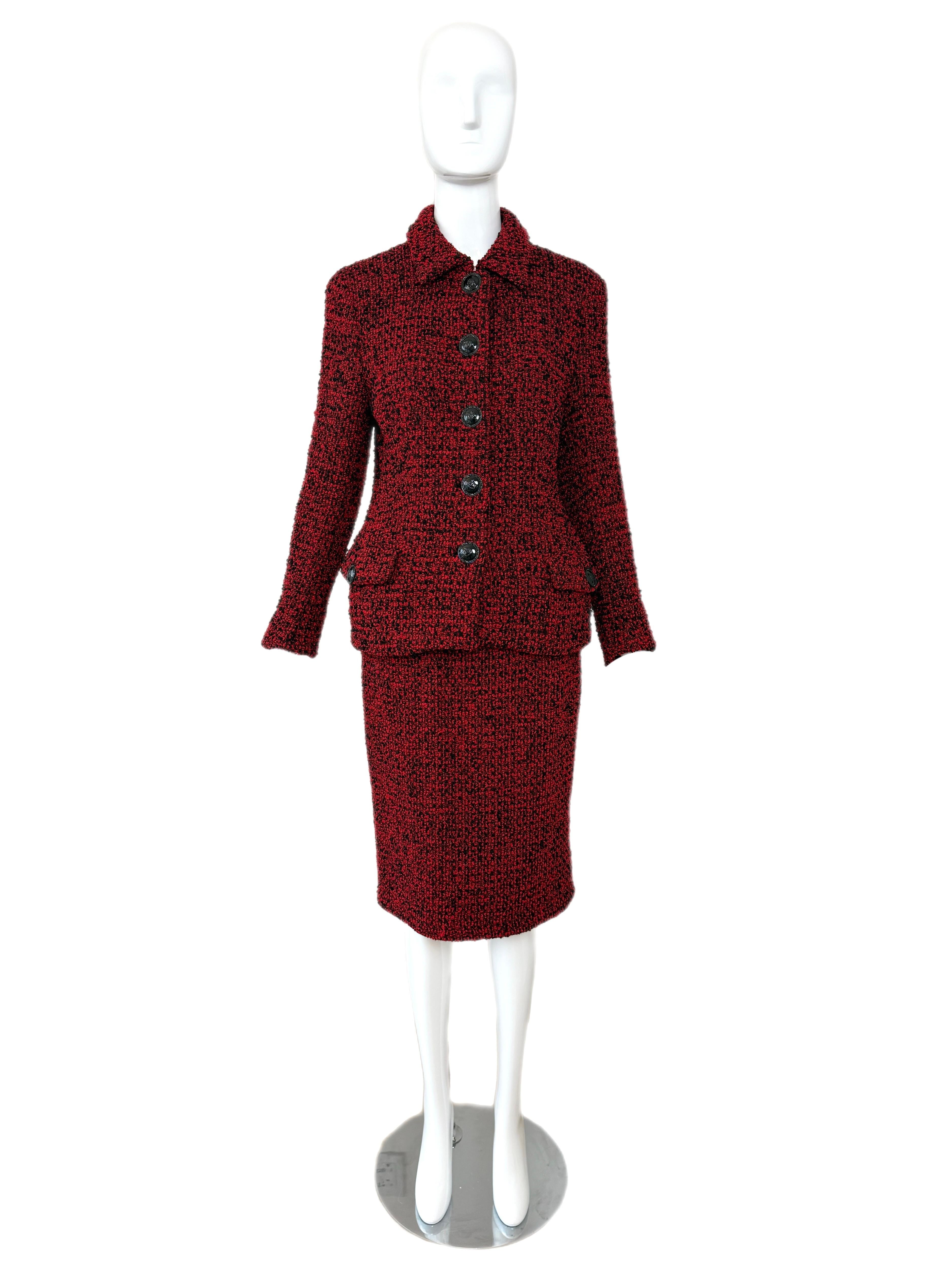 GIANNI VERSACE 1995 Iconic Vintage Runway Rot & Schwarz Rock Anzug im Angebot 1