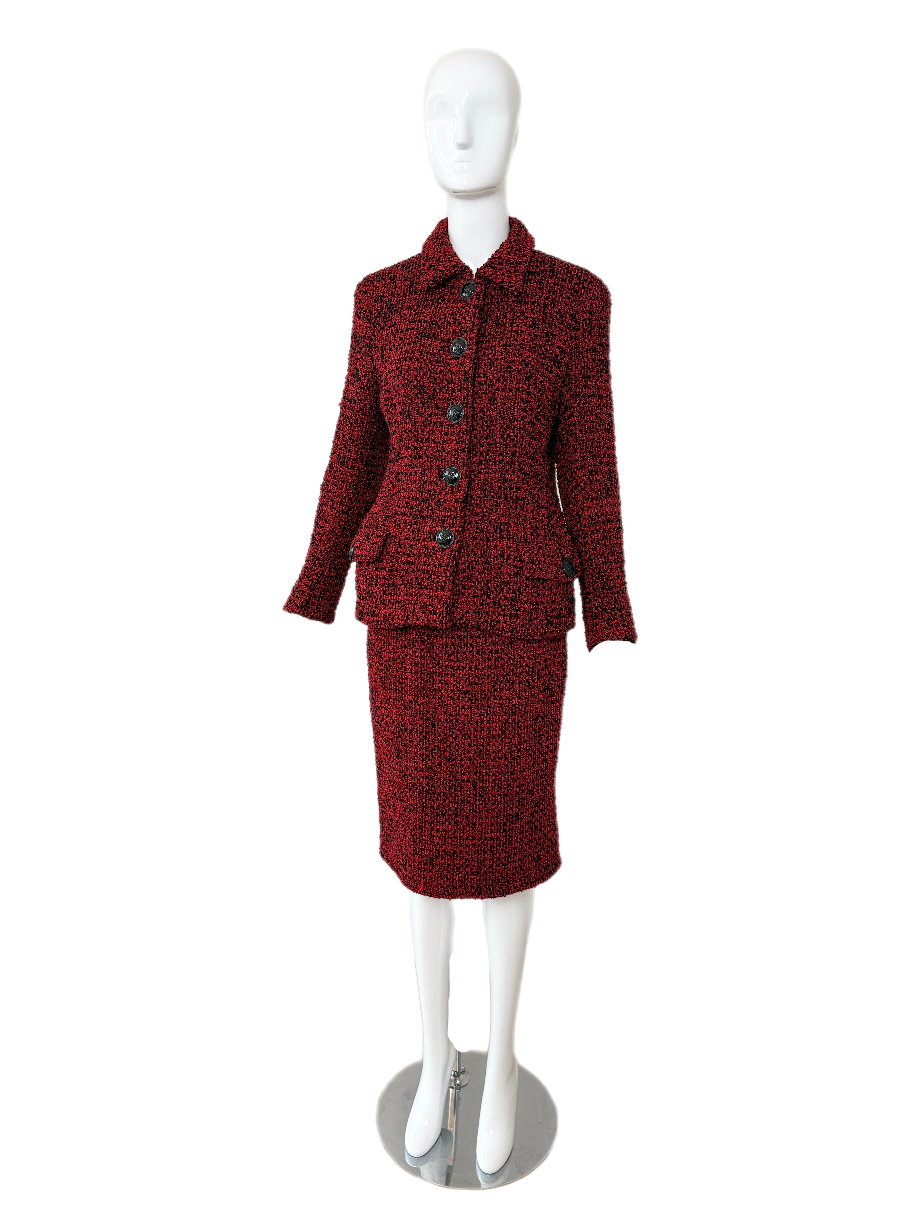 GIANNI VERSACE 1995 Iconic Vintage Runway Rot & Schwarz Rock Anzug im Angebot 2