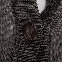 GIANNI VERSACE 1997 Vintage grey ribbed Medusa buttons military top