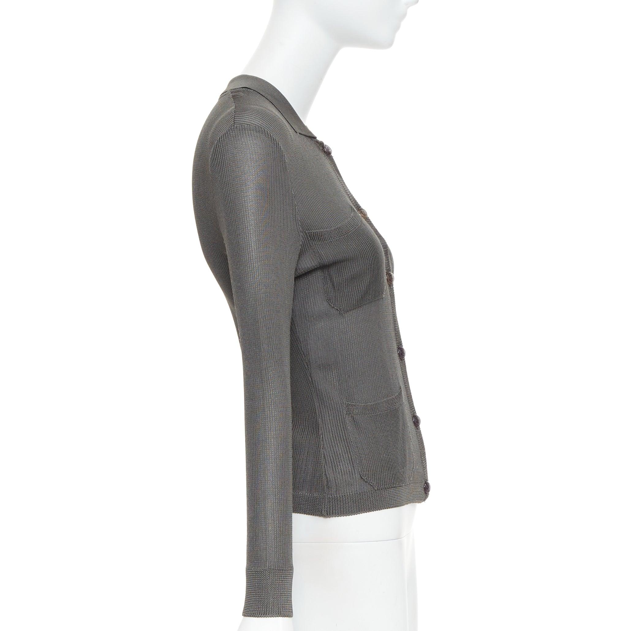 GIANNI VERSACE 1997 Vintage grey ribbed Medusa buttons military top In Fair Condition For Sale In Hong Kong, NT