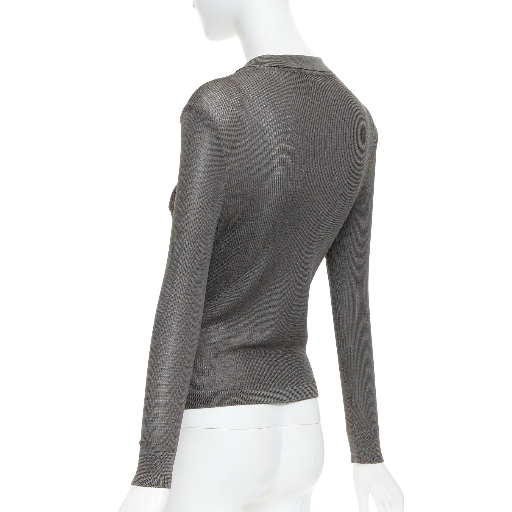 GIANNI VERSACE 1997 Vintage grey ribbed Medusa buttons military top For Sale 1