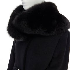 GIANNI VERSACE 1998 black angora wool cashmere oversized fur collar coat IT42 M