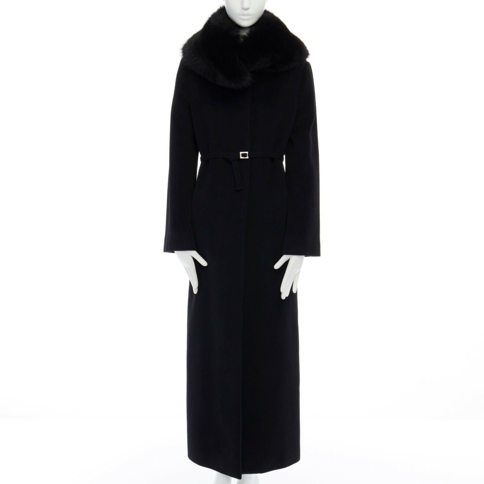 GIANNI VERSACE 1998 black angora wool cashmere oversized fur collar coat IT42 M In Excellent Condition In Hong Kong, NT