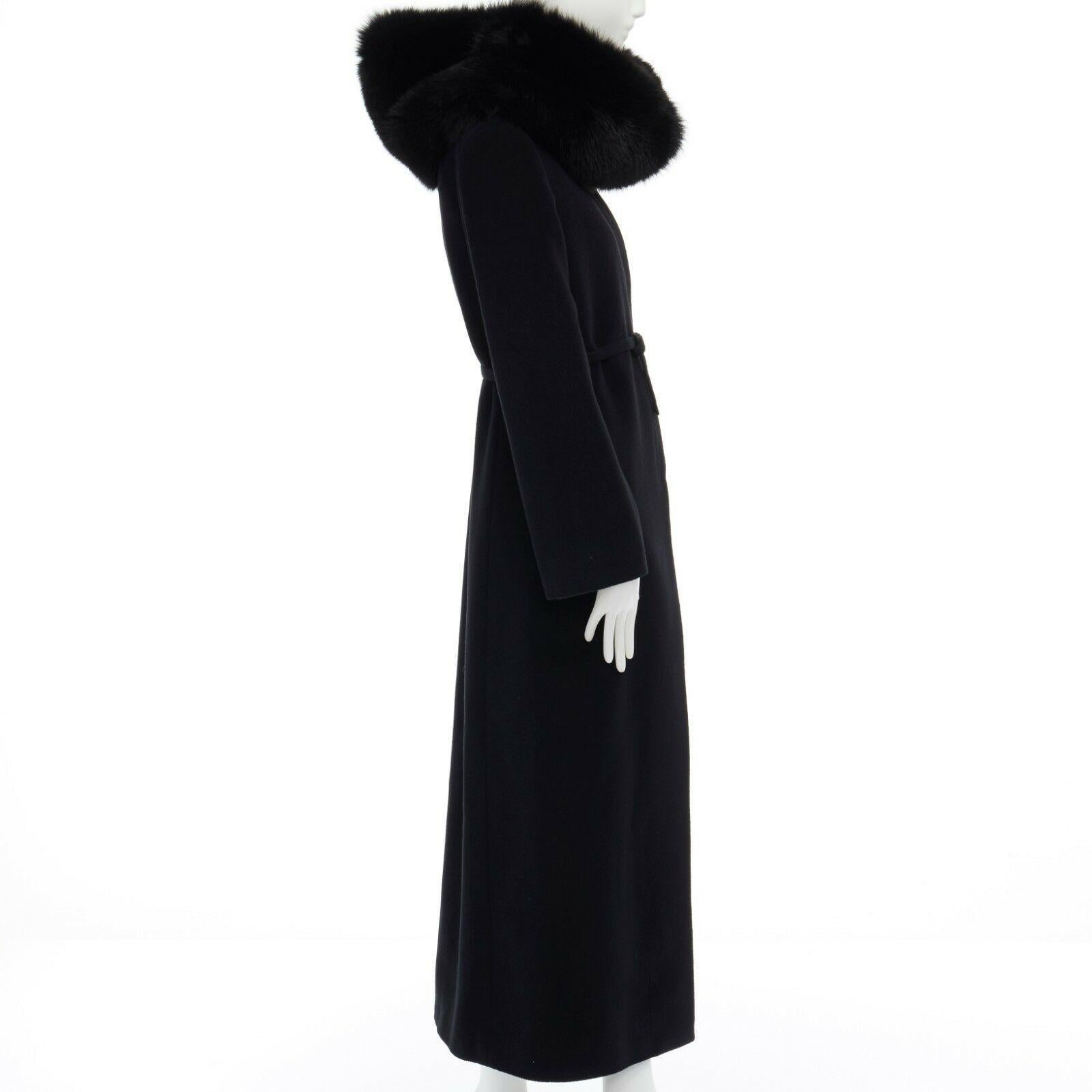 GIANNI VERSACE 1998 black angora wool cashmere oversized fur collar coat IT42 M 1
