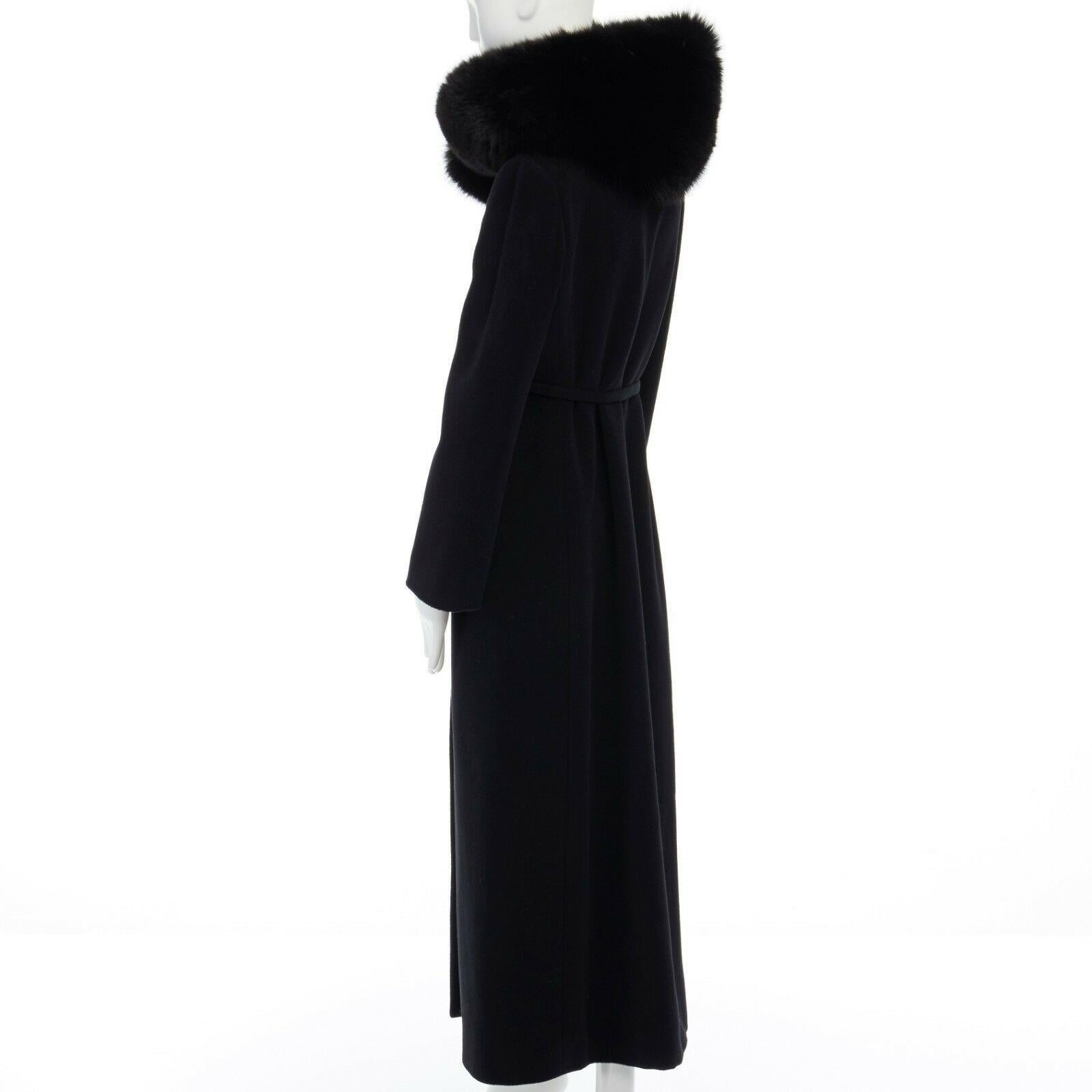 GIANNI VERSACE 1998 black angora wool cashmere oversized fur collar coat IT42 M 3