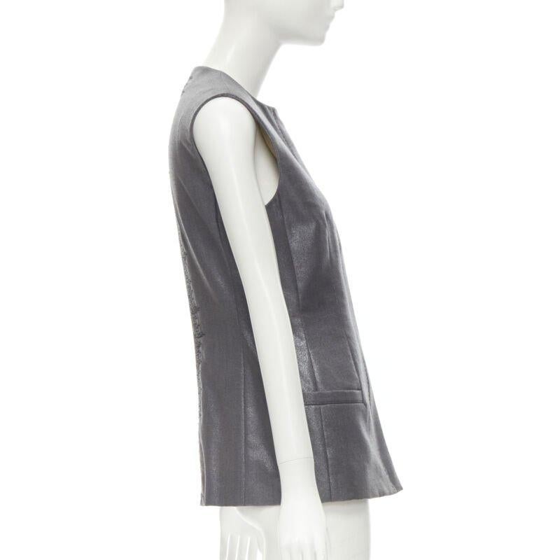 Donna GIANNI VERSACE 1998 Gilet vintage in lurex argento metallizzato ricamato sulla schiena in vendita