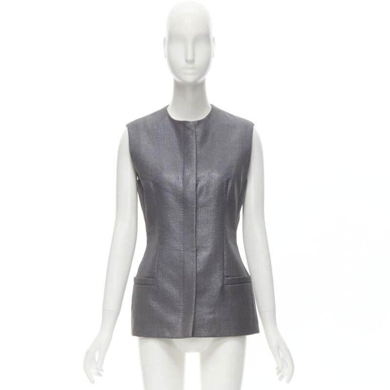 GIANNI VERSACE 1998 Gilet vintage in lurex argento metallizzato ricamato sulla schiena in vendita 4