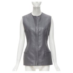 GIANNI VERSACE 1998 Retro metallic silver lurex embroidered back vest