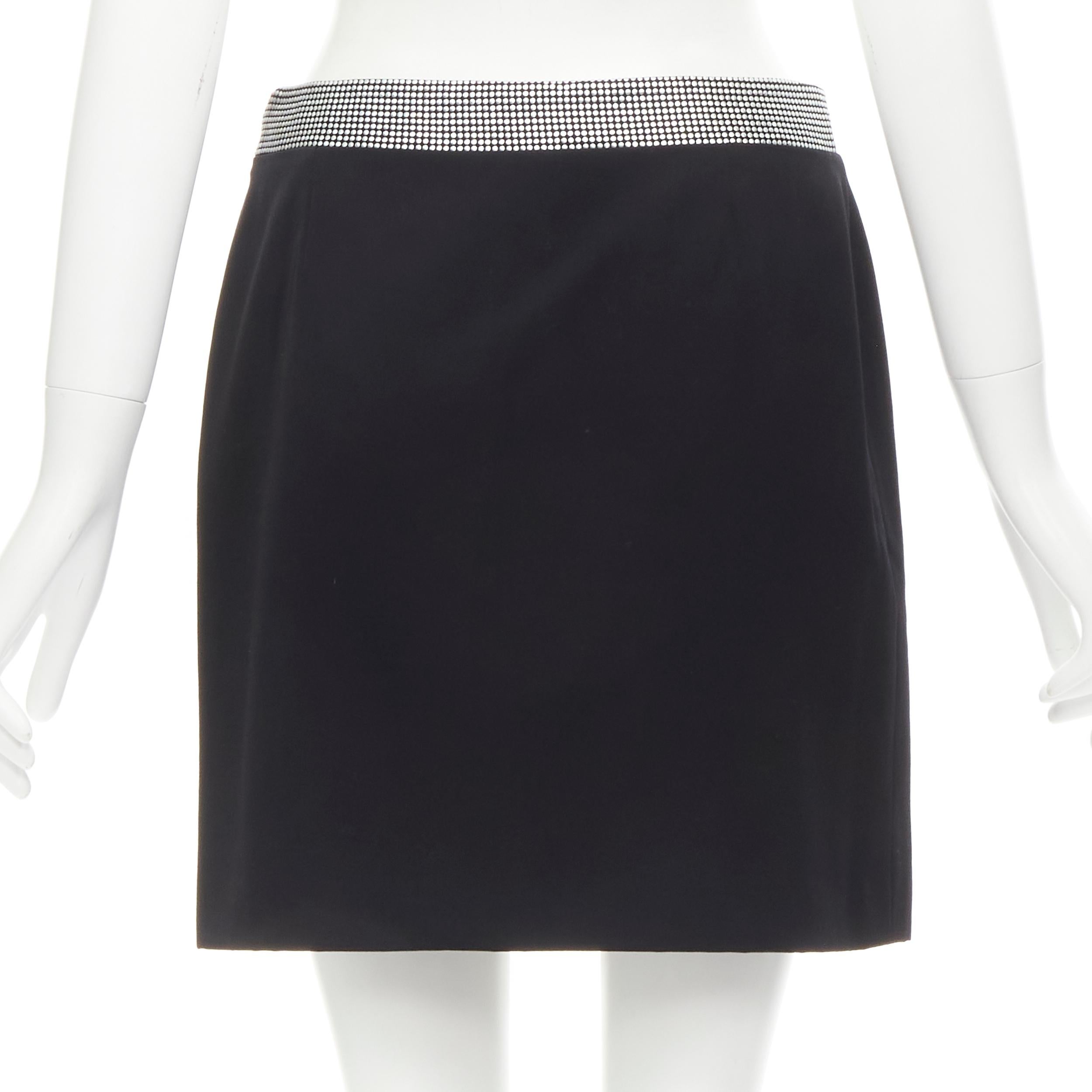 GIANNI VERSACE 1998 Vintage silver stud embellished waist wool skirt IT40 XS In Excellent Condition For Sale In Hong Kong, NT