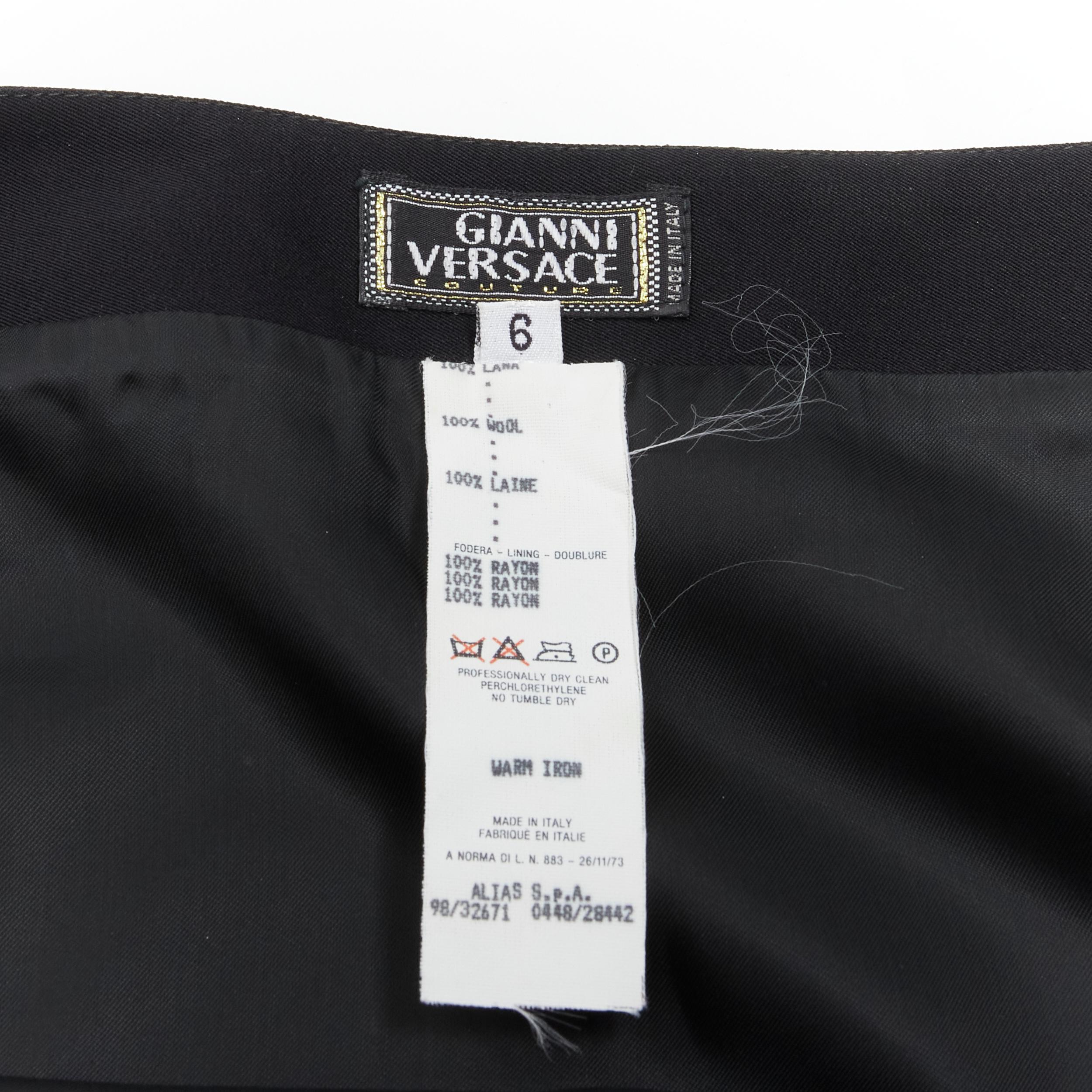 GIANNI VERSACE 1998 Vintage silver stud embellished waist wool skirt IT40 XS For Sale 1