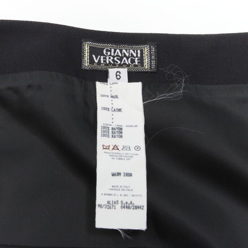 GIANNI VERSACE 1998 Gonna vintage in lana impreziosita da borchie d'argento IT40 XS in vendita 2