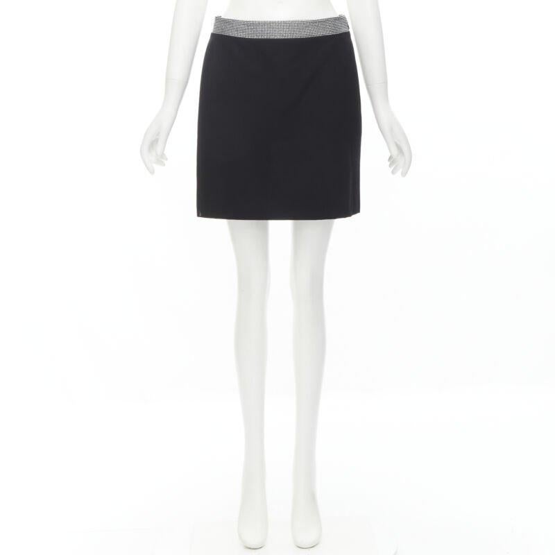 GIANNI VERSACE 1998 Gonna vintage in lana impreziosita da borchie d'argento IT40 XS in vendita 3