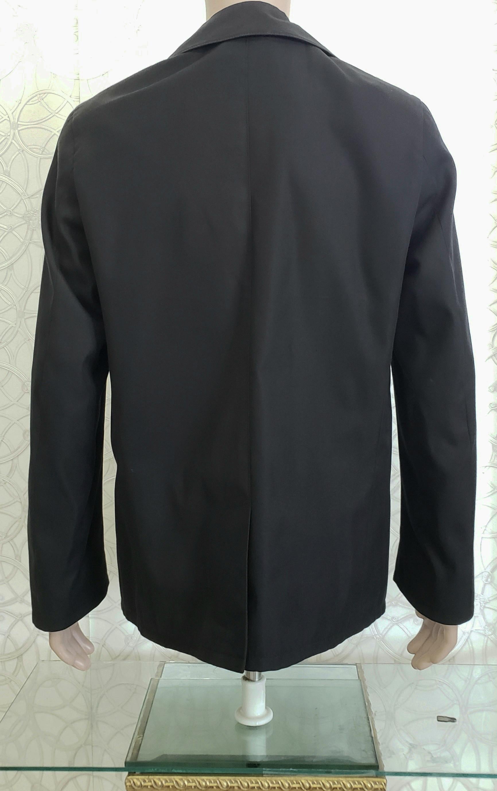 GIANNI VERSACE 2000-s VINTAGE BLACK COTTON/SILK DOUBLE- BRESTED JACKET 48-38 (M) In New Condition For Sale In Montgomery, TX