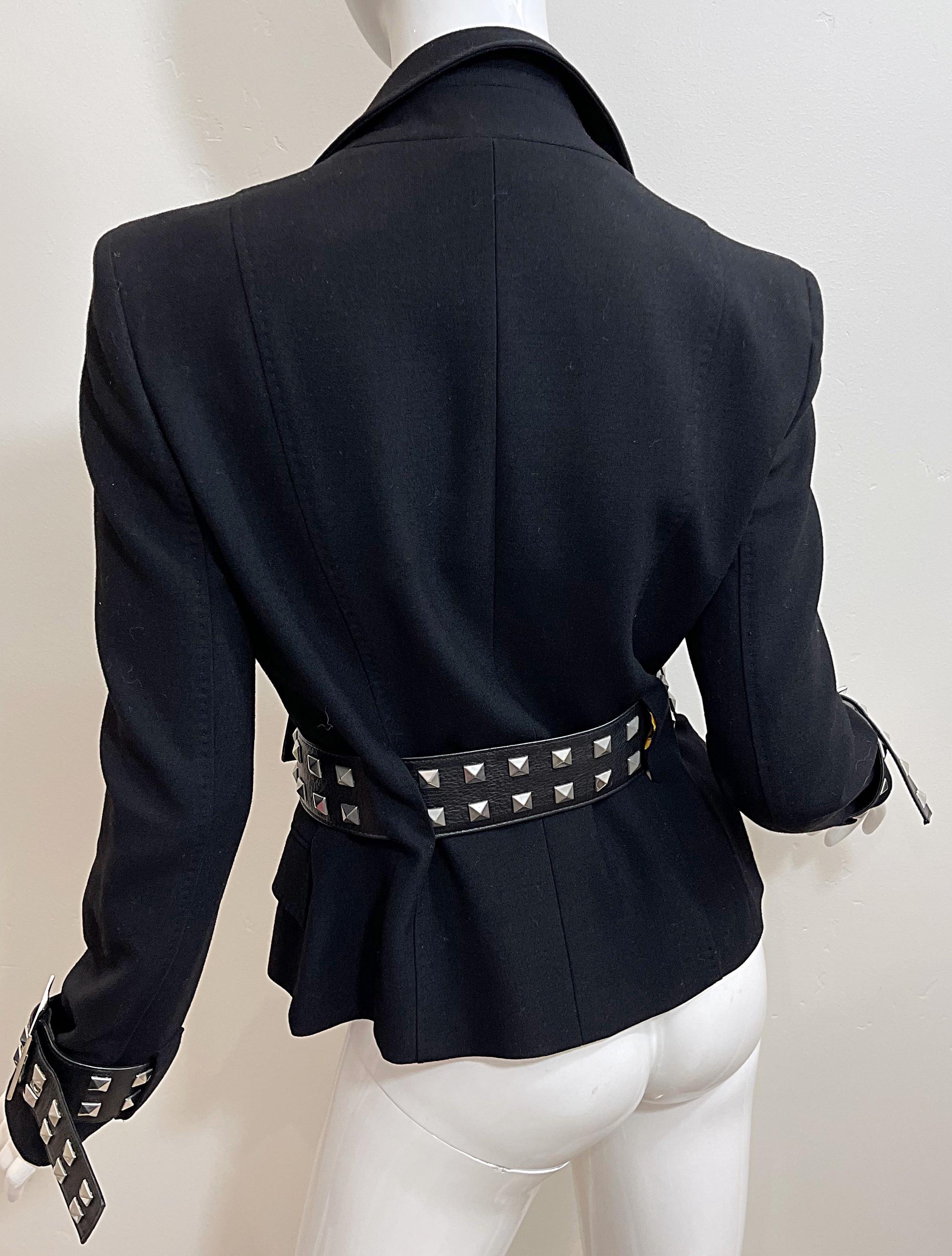 Gianni Versace 2000s Y2K Bondage Inspired Size 44 / 8 Belted Blazer Jacket 2