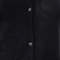 GIANNI VERSACE 2001 cashmere silk knit silver Medusa button cardigan IT38 XS