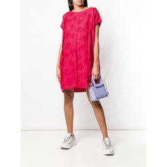 Gianni Versace 80s Fuschia Floral Tunic Dress with Ruffle Detail