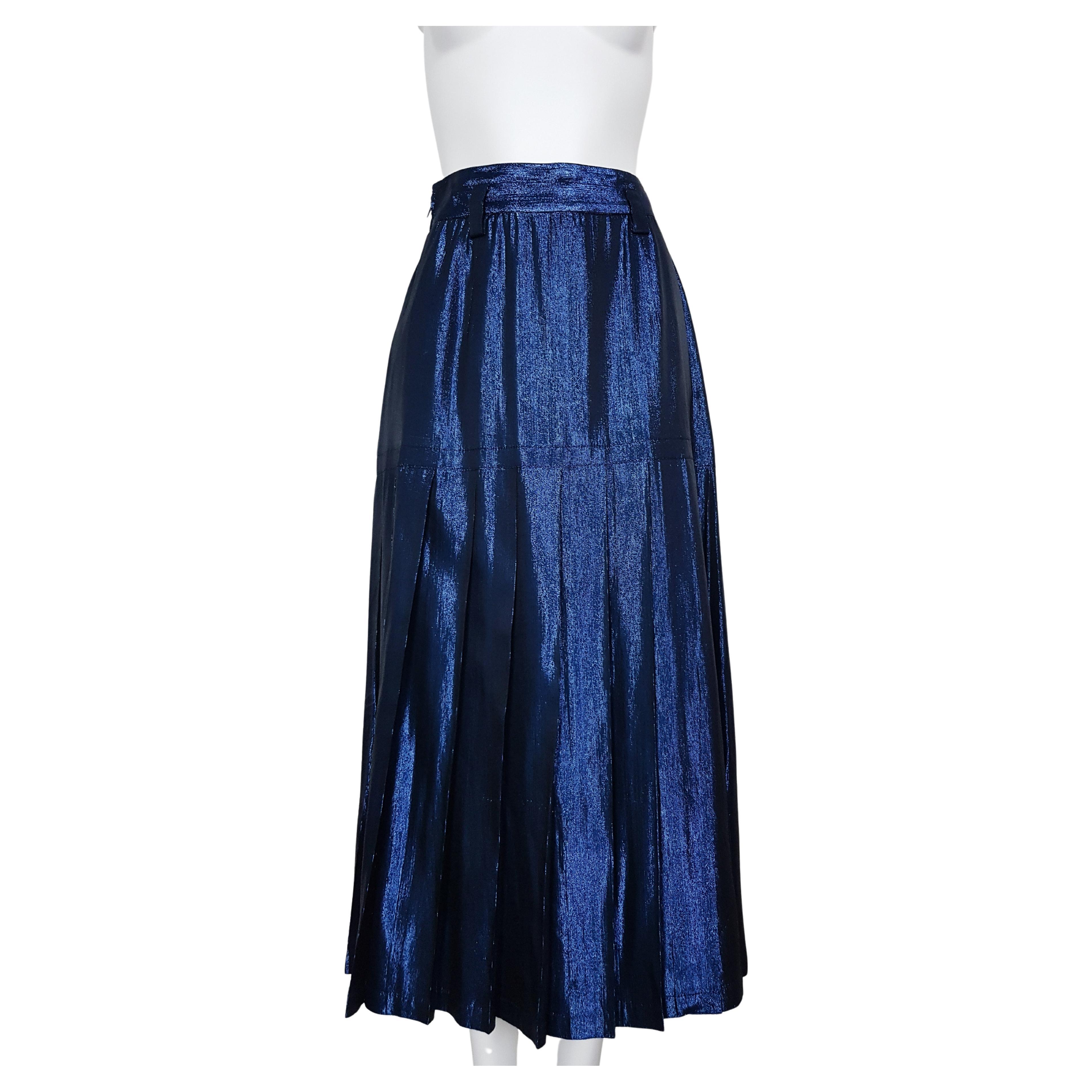 1980 GIANNI VERSACE lurex silk pleated Skirt For Sale