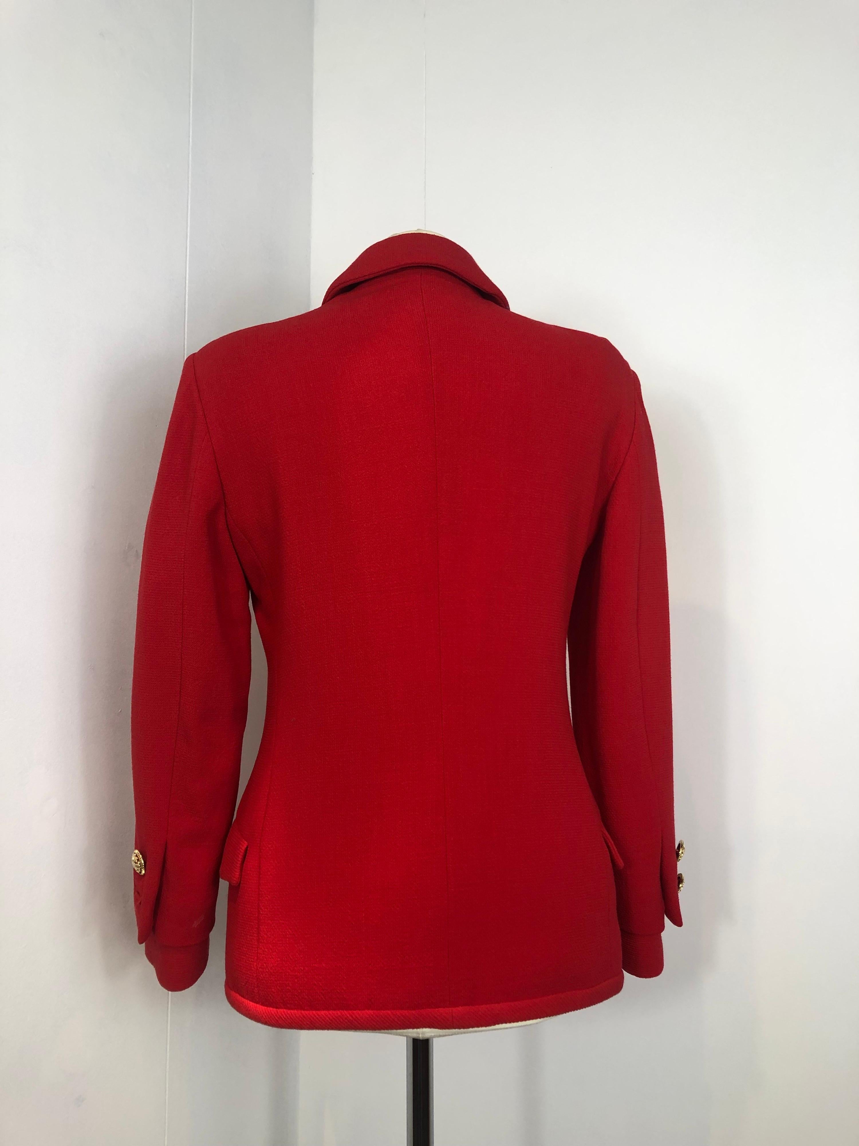 Rouge Veste en laine rouge Gianni Versace des années 80 en vente