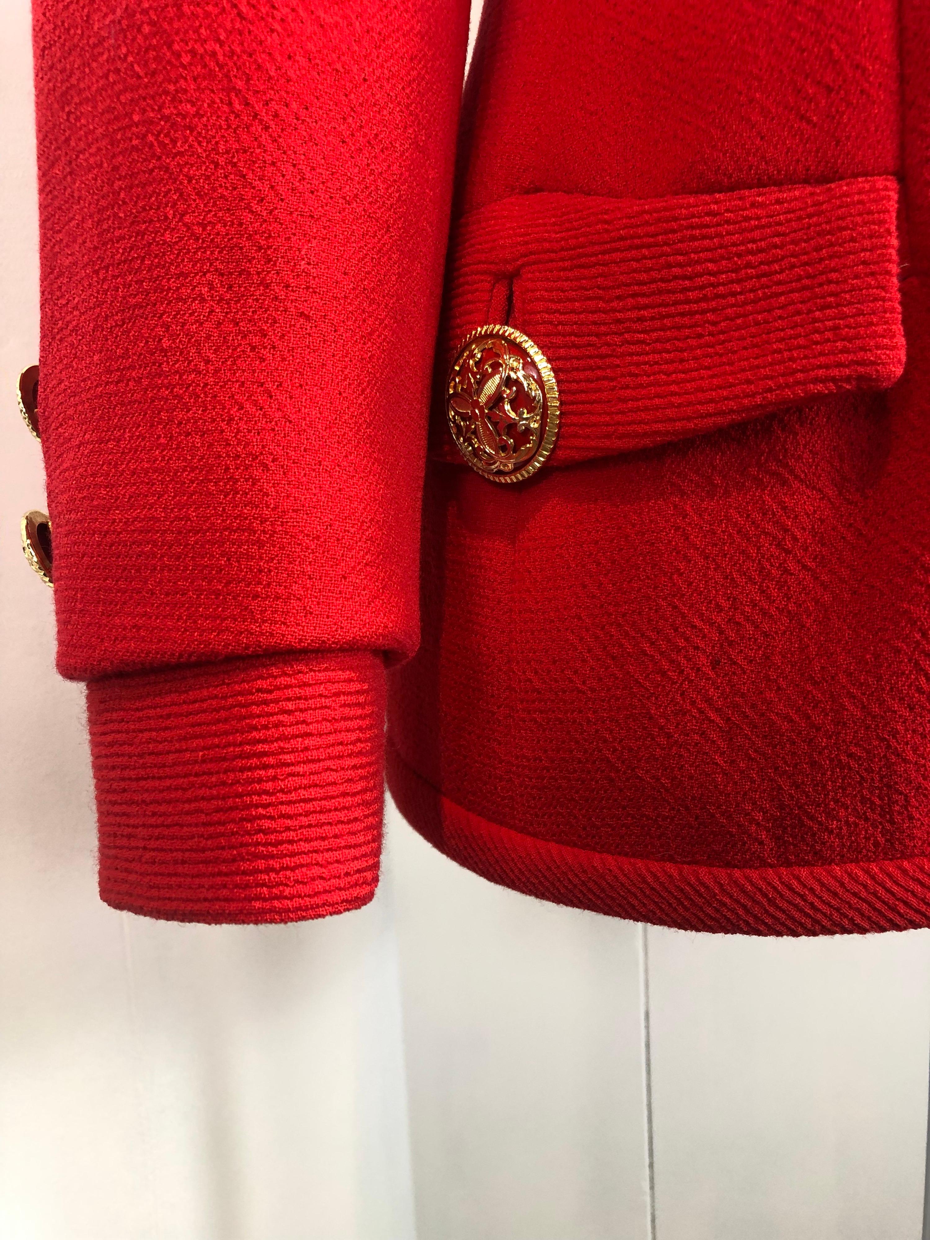 Red Gianni Versace 80s red wool jacket For Sale