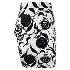 GIANNI VERSACE 80s Retro Black and White Cotton Pegged Skirt  Size 10US 40EU